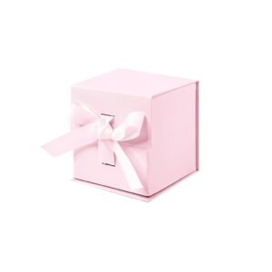 Powder Pink Small Cube Magnetic Gift Boxes With Ribbon