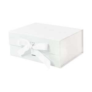 White A5 Deep Magnetic Gift Boxes with Ribbon